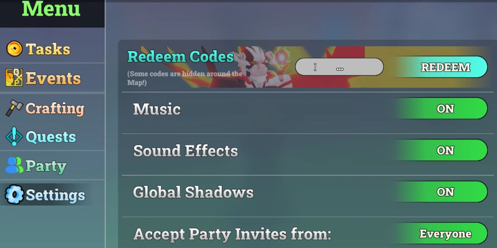 Lost Souls the codes tab