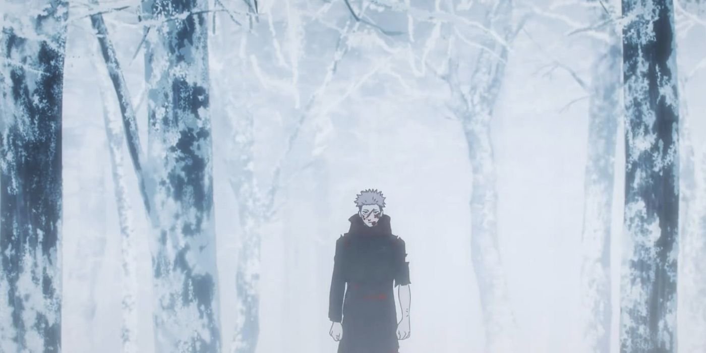 Yuji stands alone in a frozen forest. 