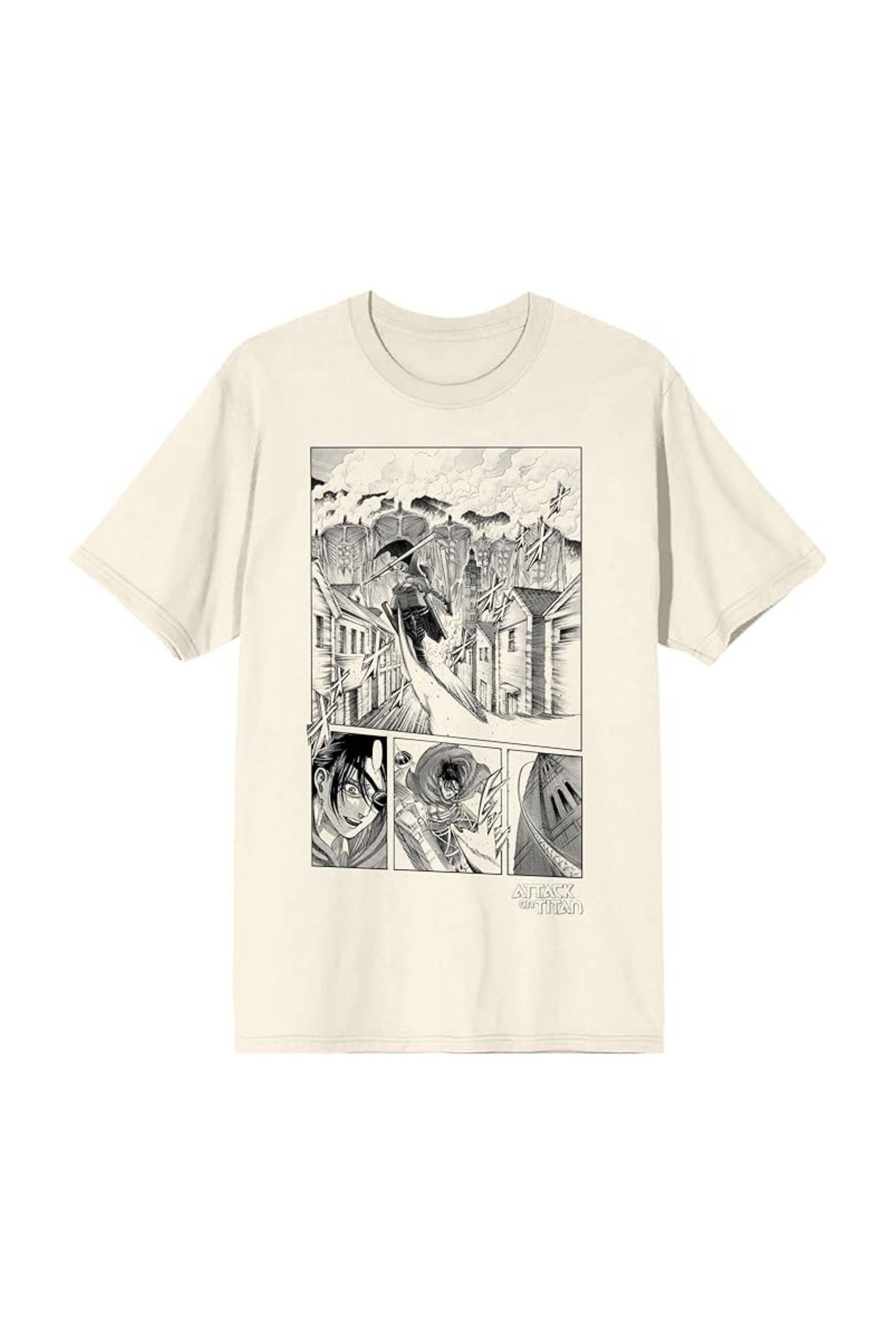 Attack On Titan Hange Manga Panels Crew Neck Short Sleeve Natural Men's T-Shirt