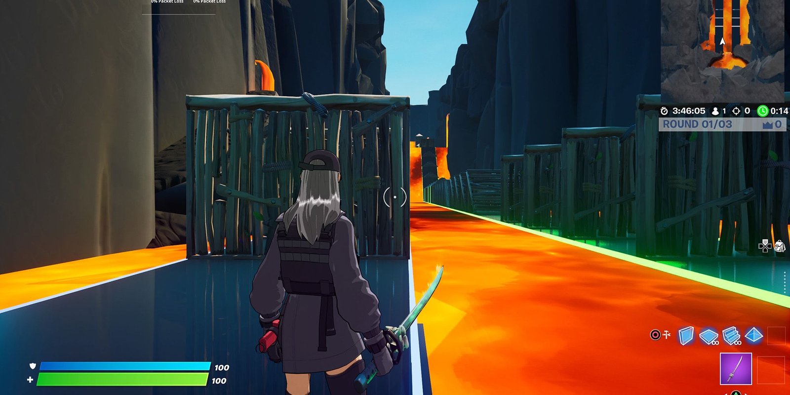 Lava filled editing course in Fortnite creative mode