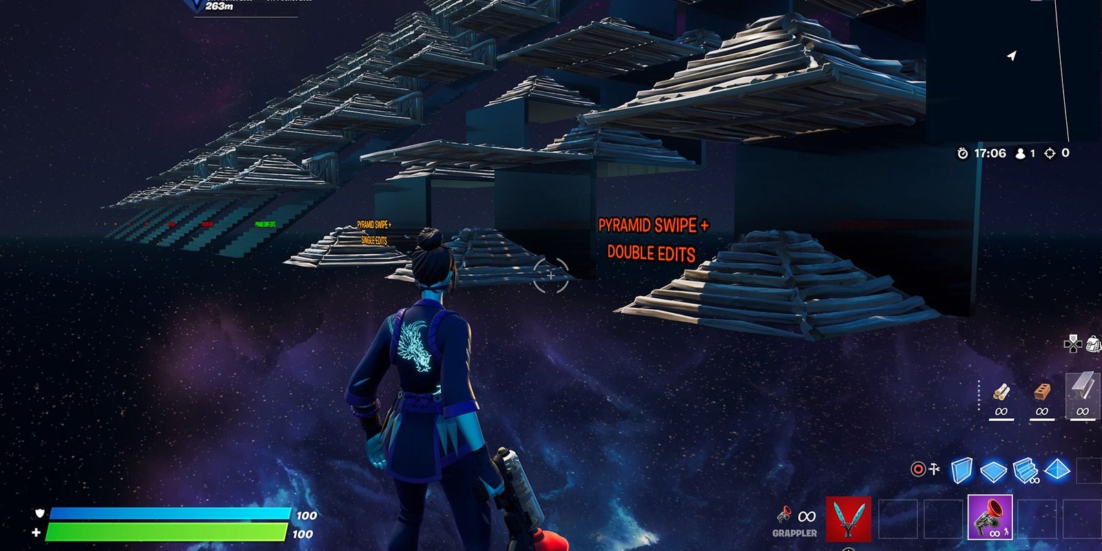 Edit courses in Fortnite creative mode with galaxy background