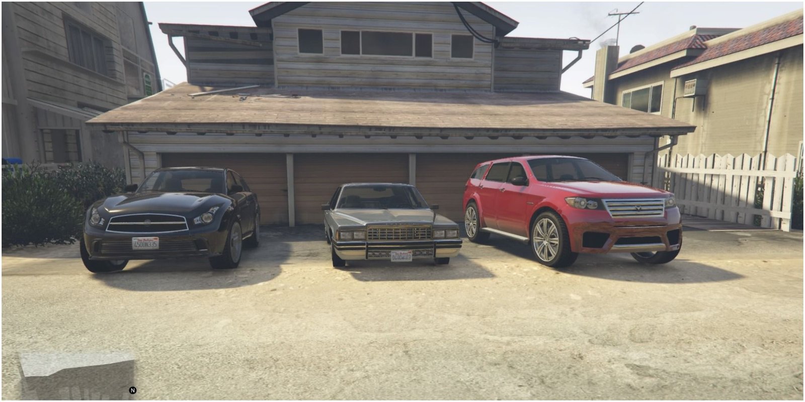 GTA V Chumash Barbareno three Road Vehicles Parked Outside of a House