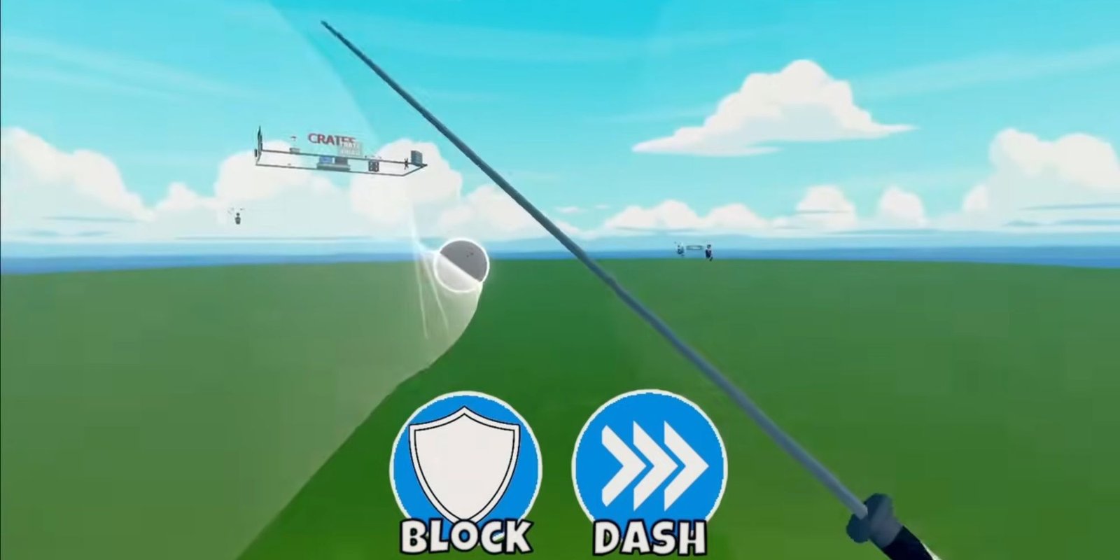 Blade Ball: The ball in its seeking state flying toward another target.