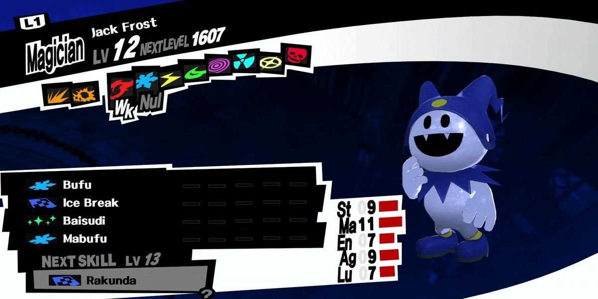 Jack frost summons character menu in Persona 5 Royal