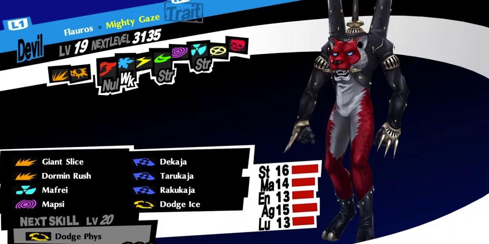 Flauros summons character menu in Persona 5 Royal