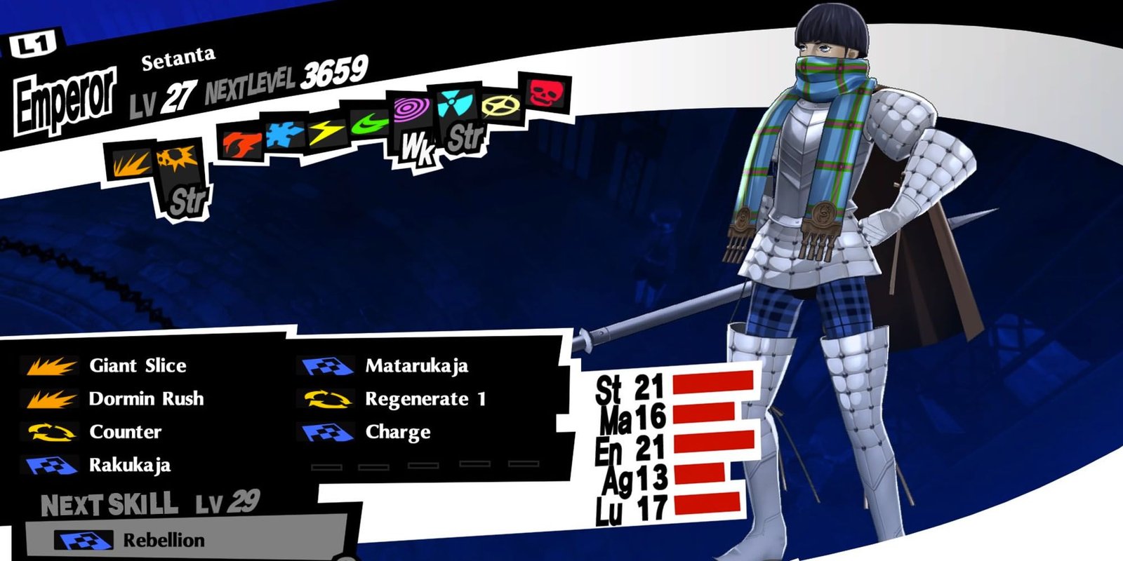 Setanta summons character menu in Persona 5 Royal