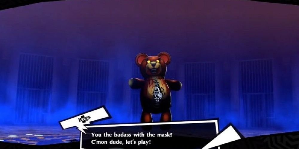 Bugs teddy bear dialog with player in Persona 5 Royal