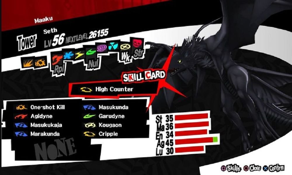 Seth summons character menu in Persona 5 Royal
