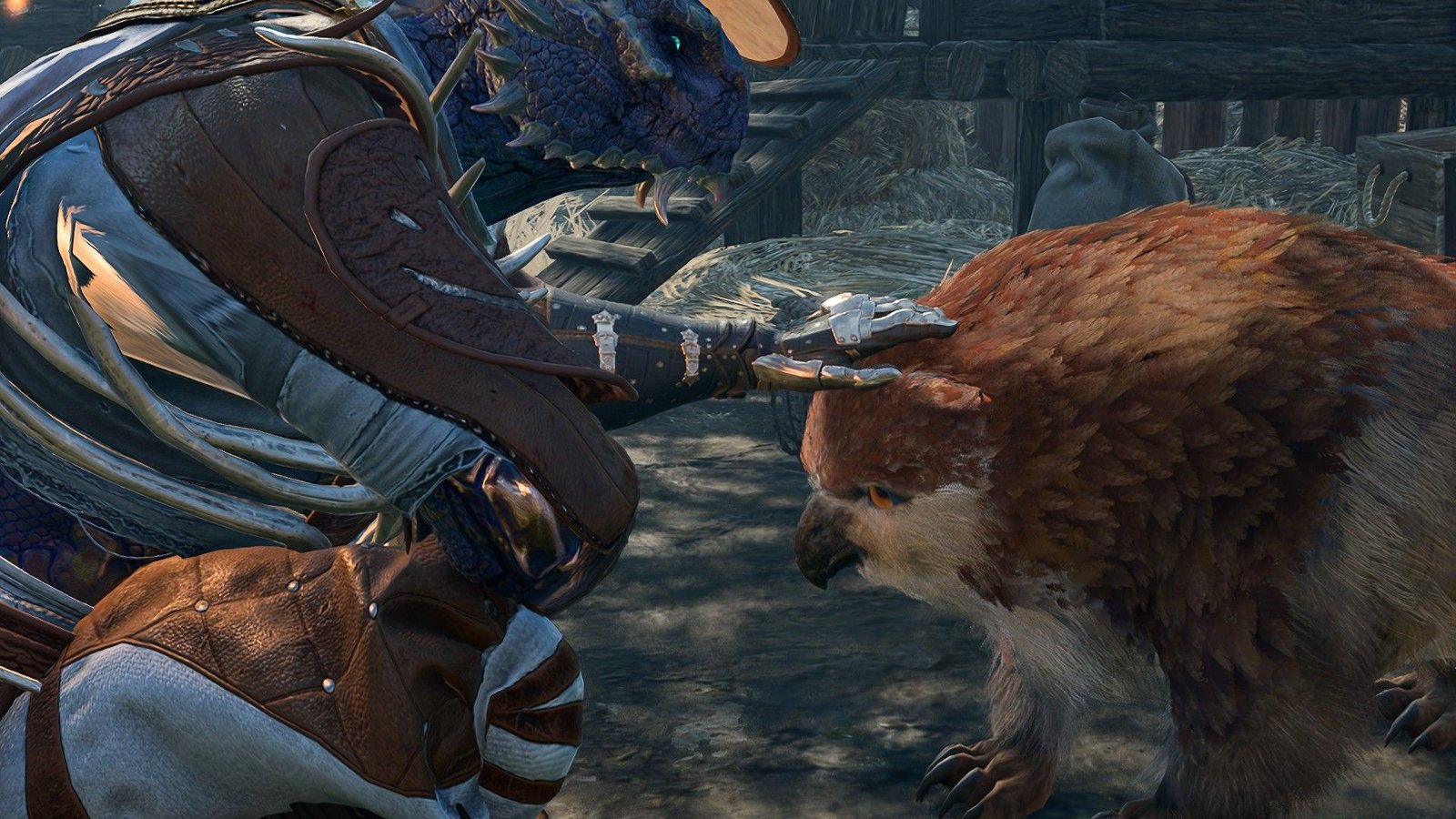 Petting the owlbear cub at camp in Baldur's gate 3