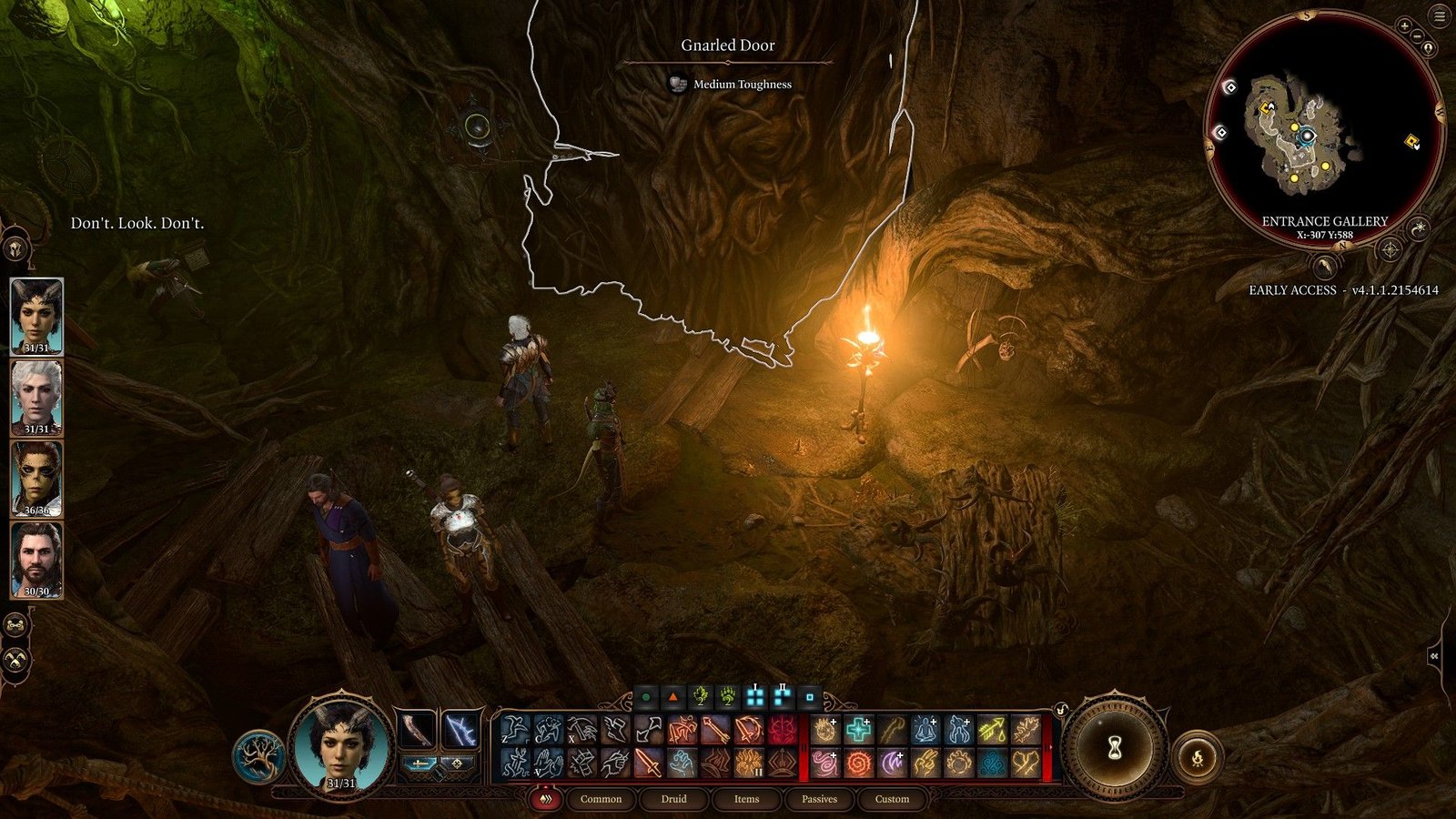 Baldur's Gate 3: Gnarled Door Highlighted Next To Party And Whispering Masks