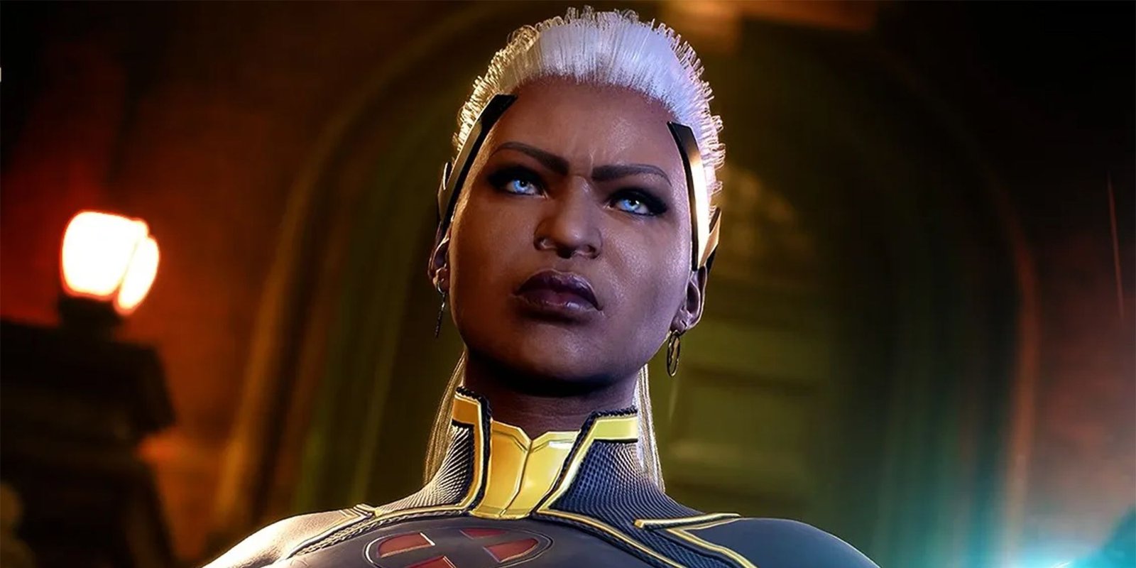 storm up close looking concerned in Marvel's Midnight Suns