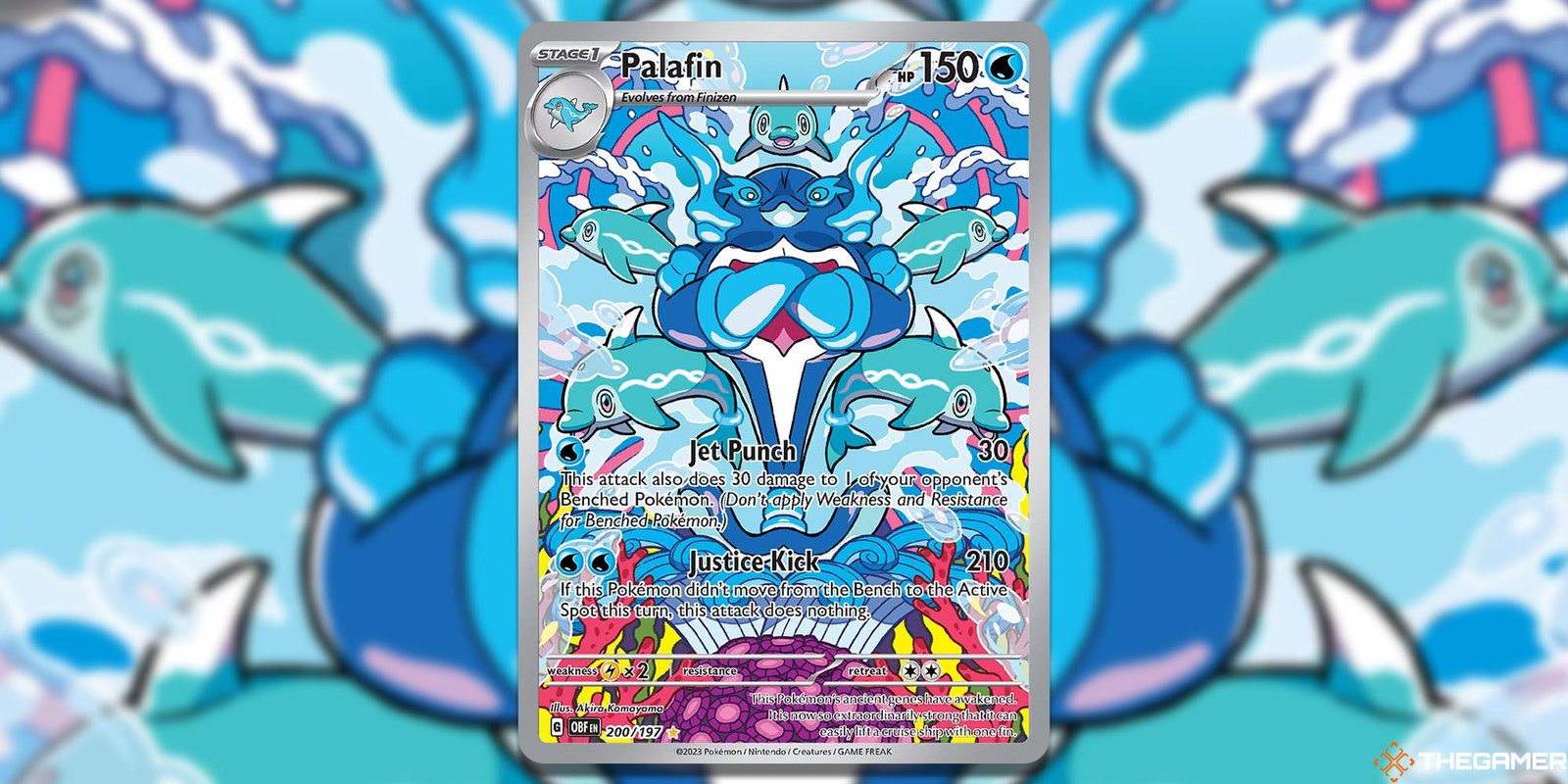 Palafin full art Pokemon TCG card.
