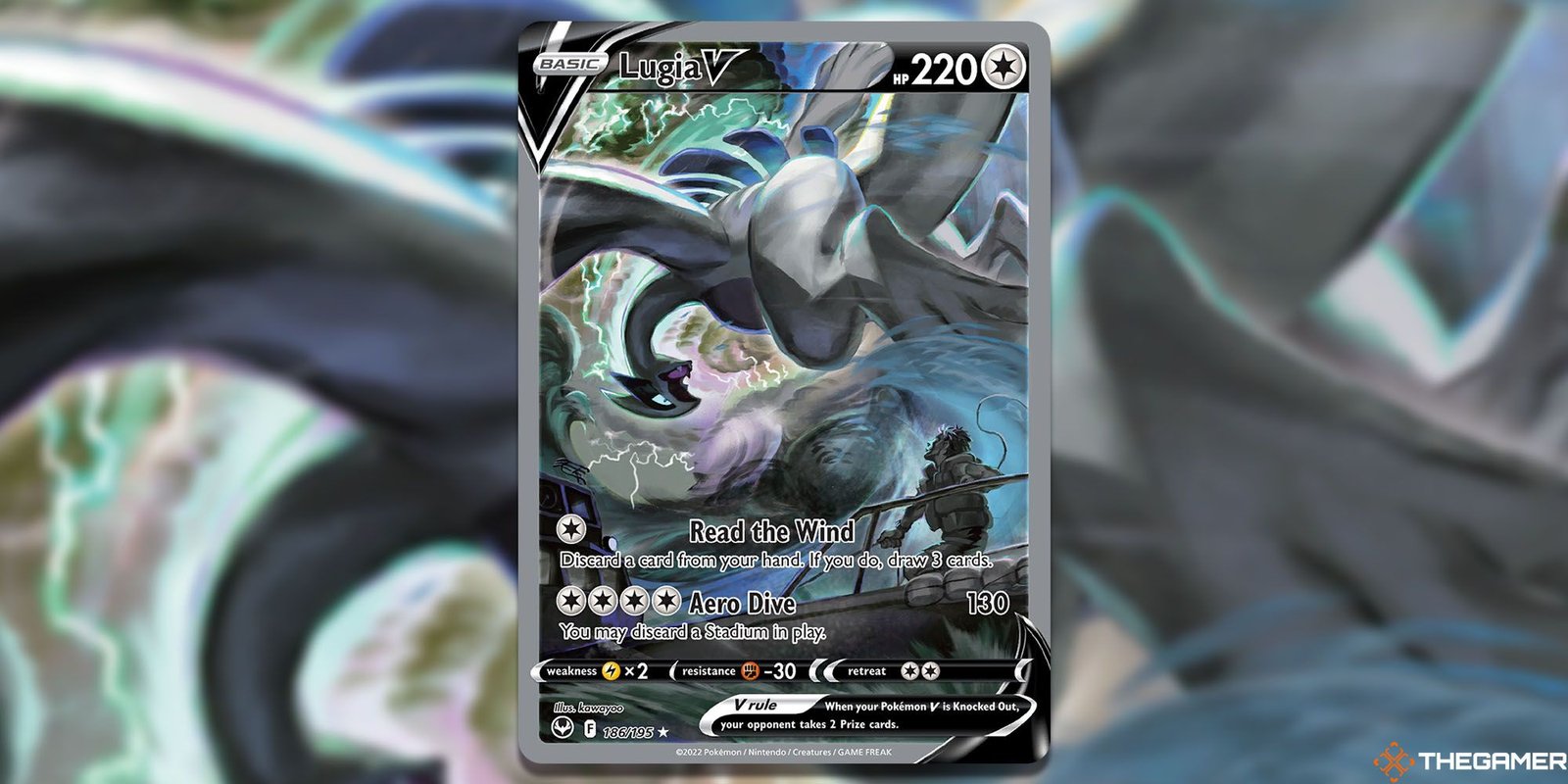 Lugia V (Silver Tempest #186) full art Pokemon TCG card.