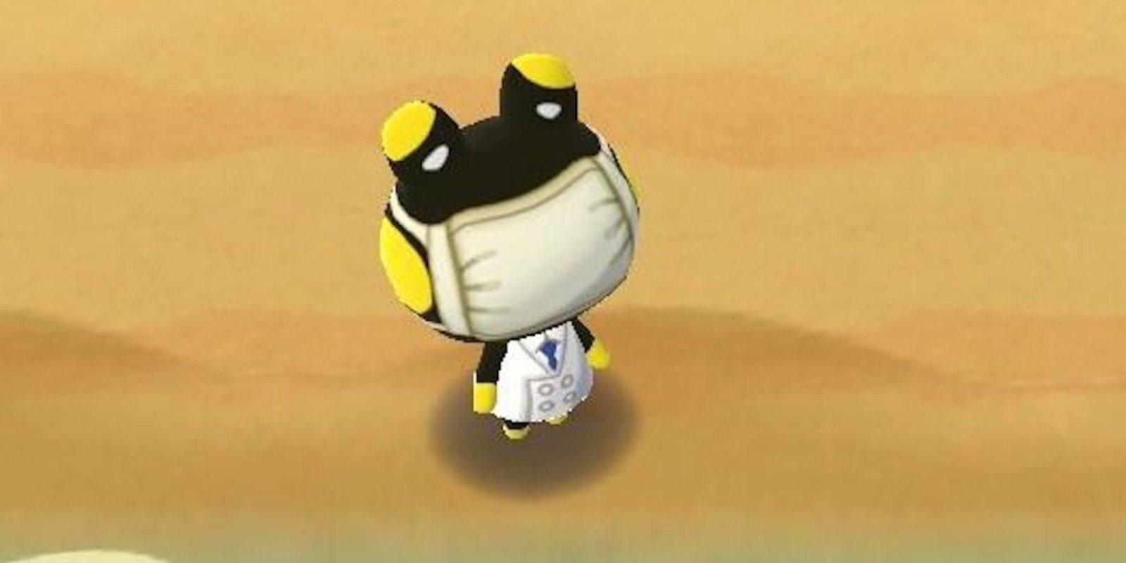 Raddle looks at the sky while standing on the beach in Animal Crossing: New Horizons.