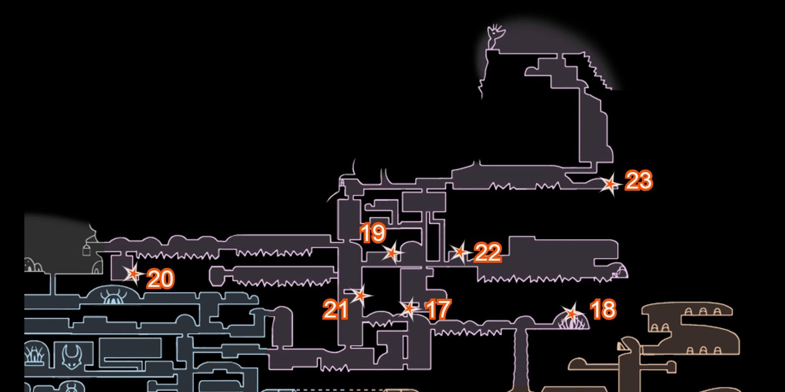 crystal peak grub locations on hollow knight map image