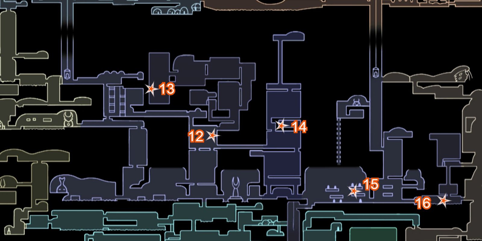 city of tears grub locations on hollow knight map image