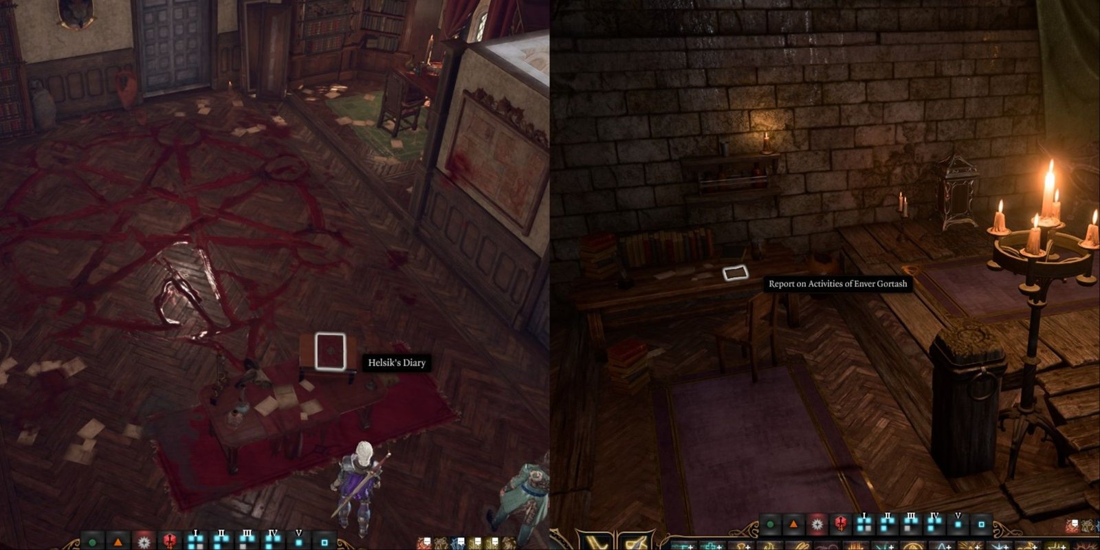 Split Image Of Player Finding Helsik's Diary And Report On Enver Gortash In House Of Grief In Baldur's Gate 3