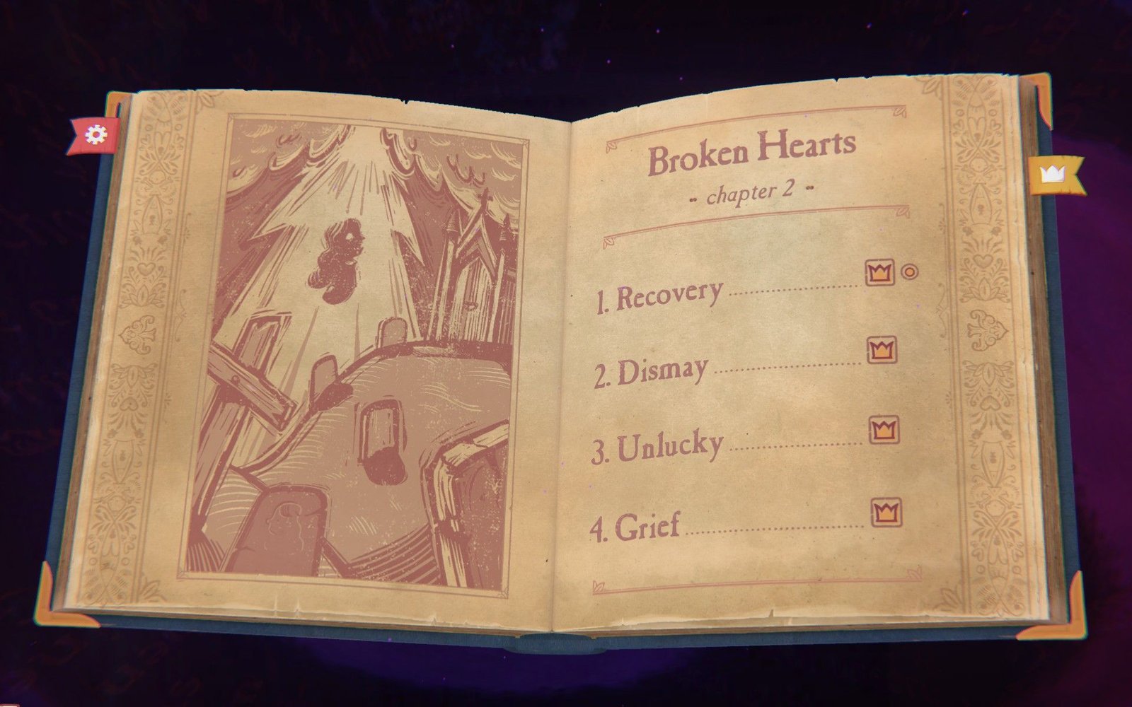 The second chapter of Storyteller with its four chapters listed.