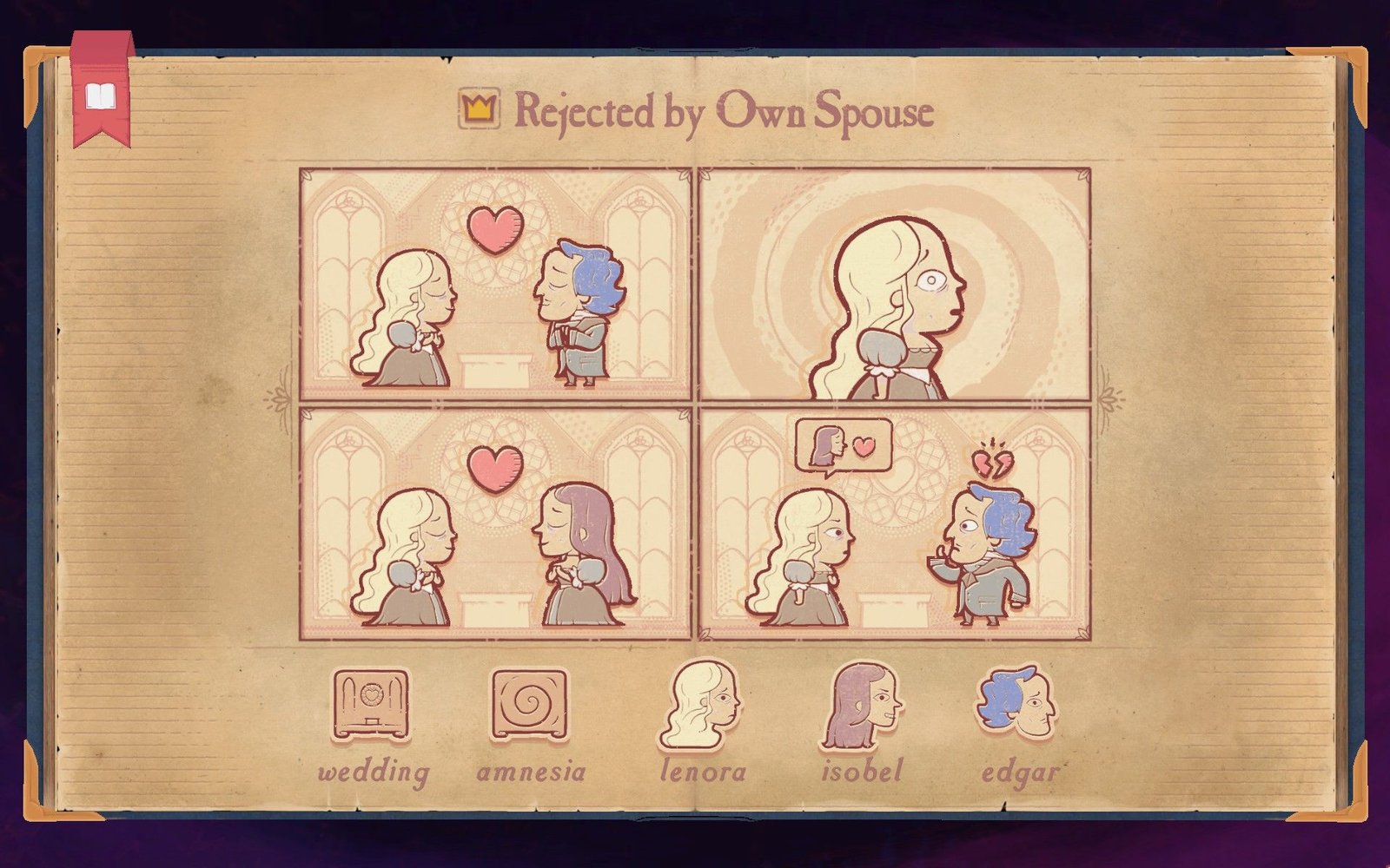 The solution to Chapter 2 Dismay in Storyteller, showing a spouse rejecting their spouse.