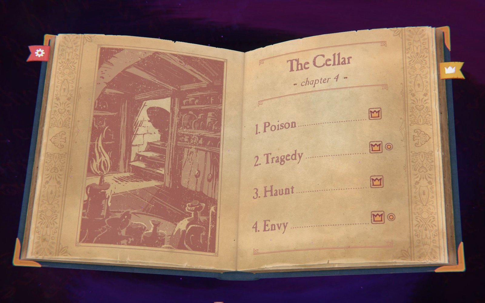 The fourth chapter of Storyteller with its four chapters listed.