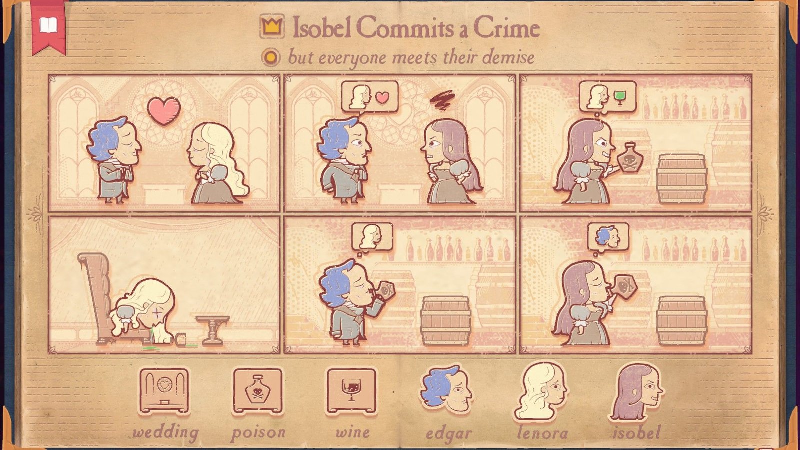 The secondary solution for the Envy section of Storyteller, showing everyone meeting their demise.