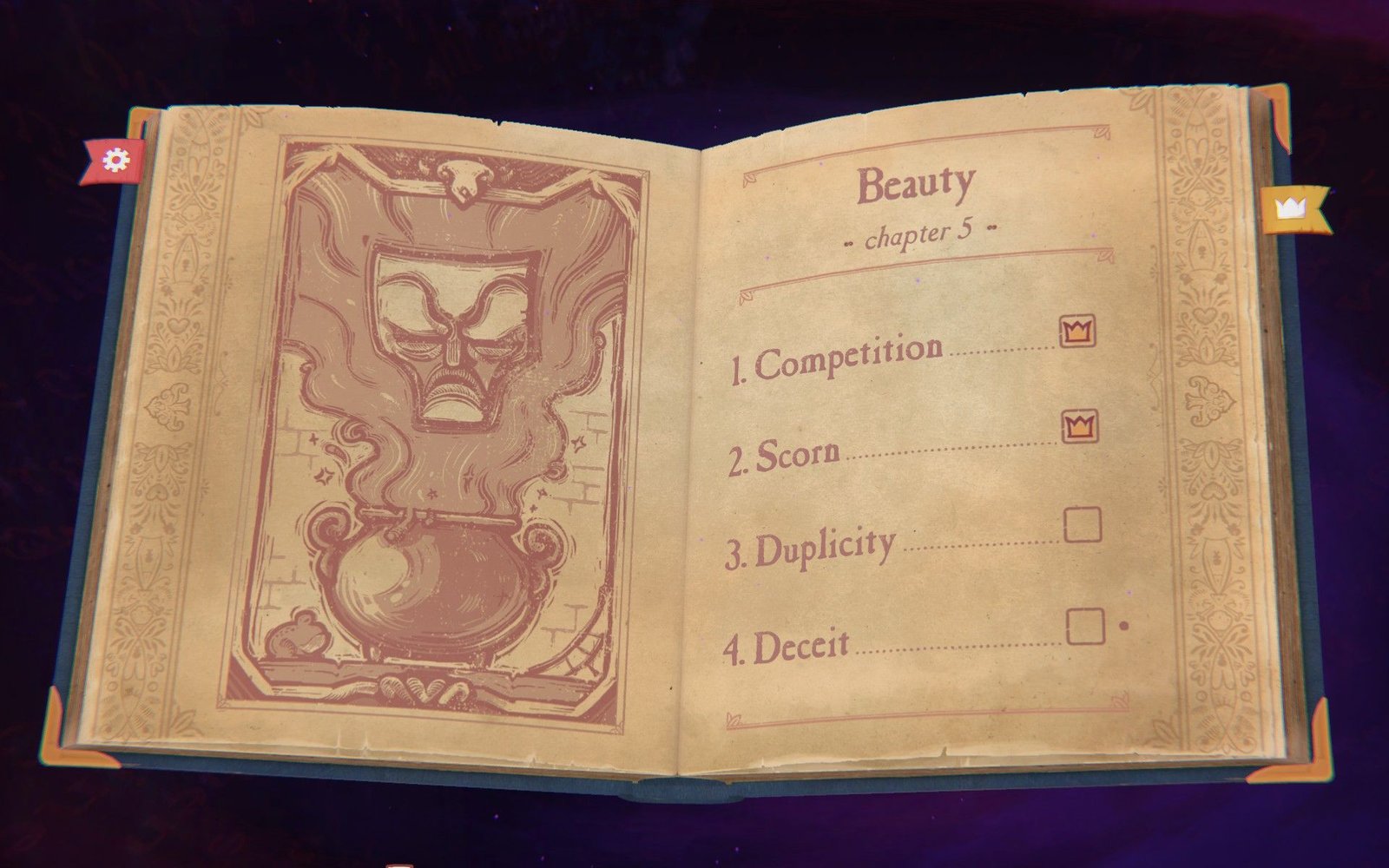 The fifth chapter of Storyteller with its four chapters listed.