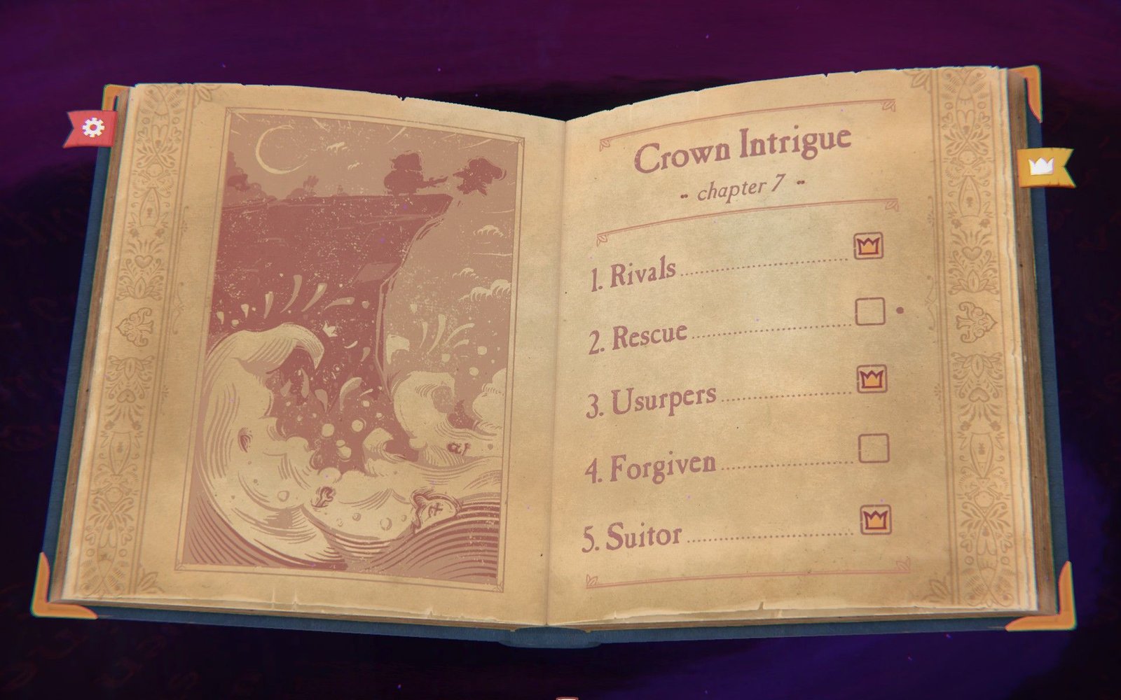 The seventh chapter of Storyteller with its five chapters listed.