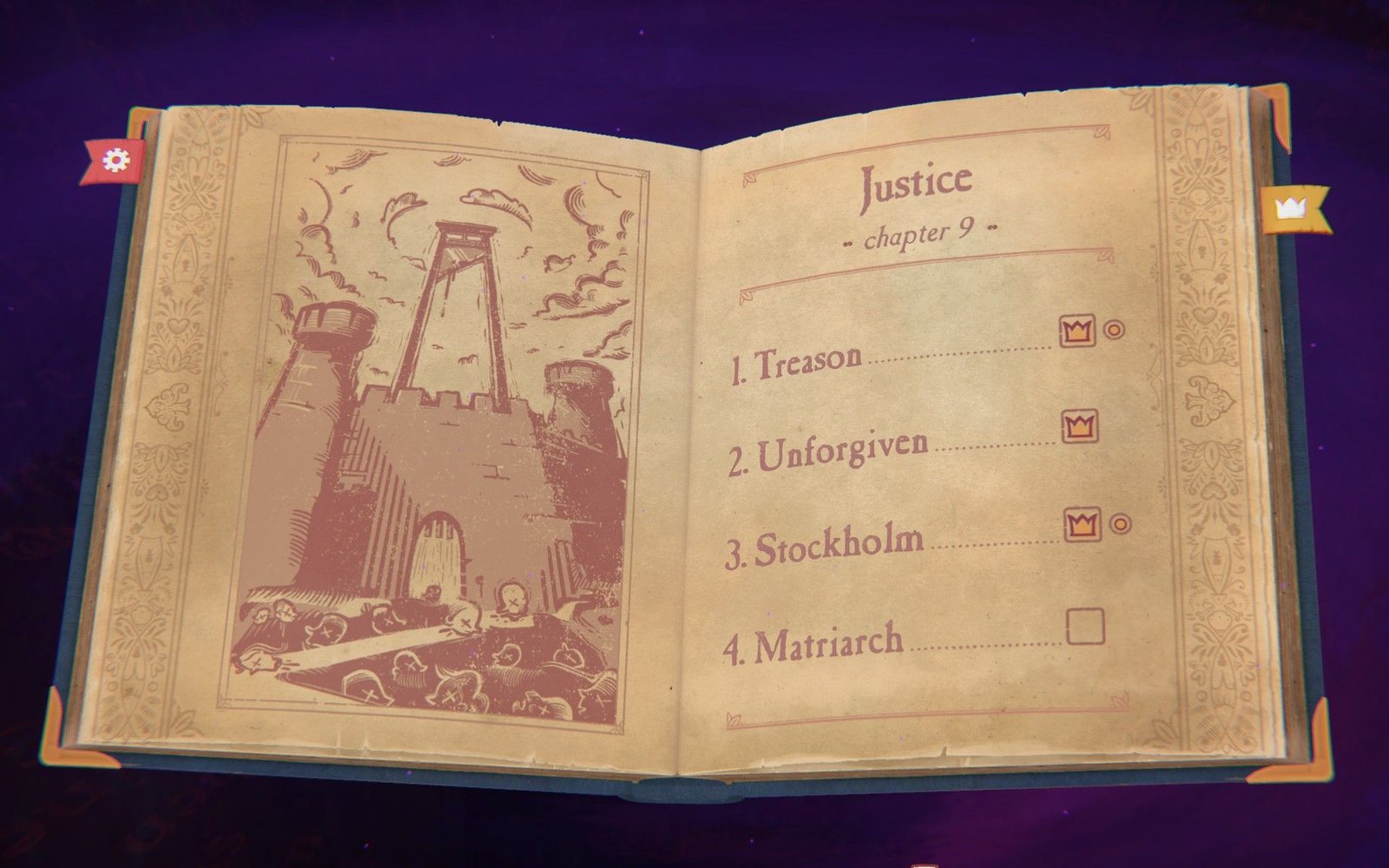 The ninth chapter of Storyteller with its four chapters listed.