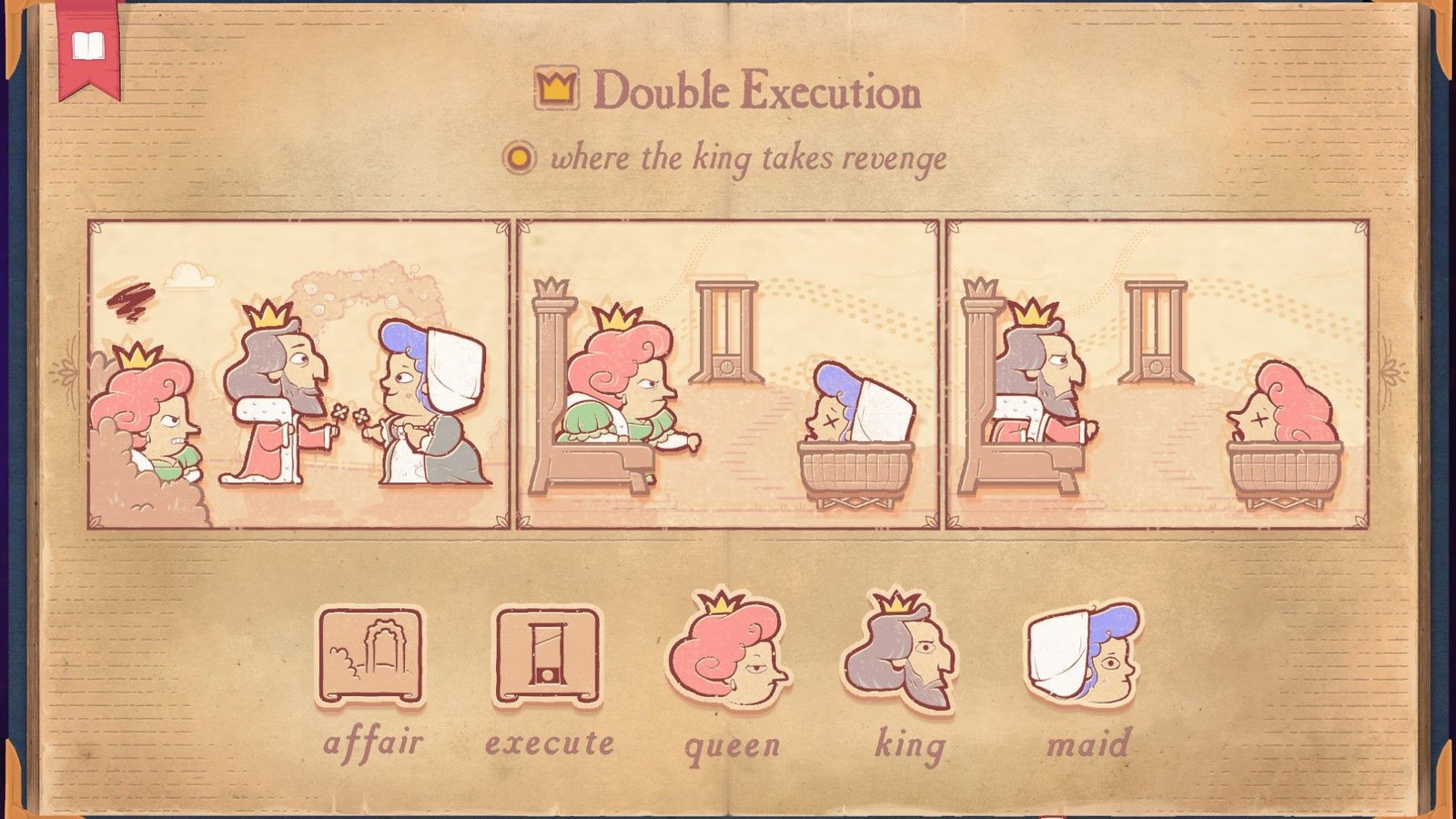 The secondary solution for the Spite section of Storyteller, showing the King getting revenge.