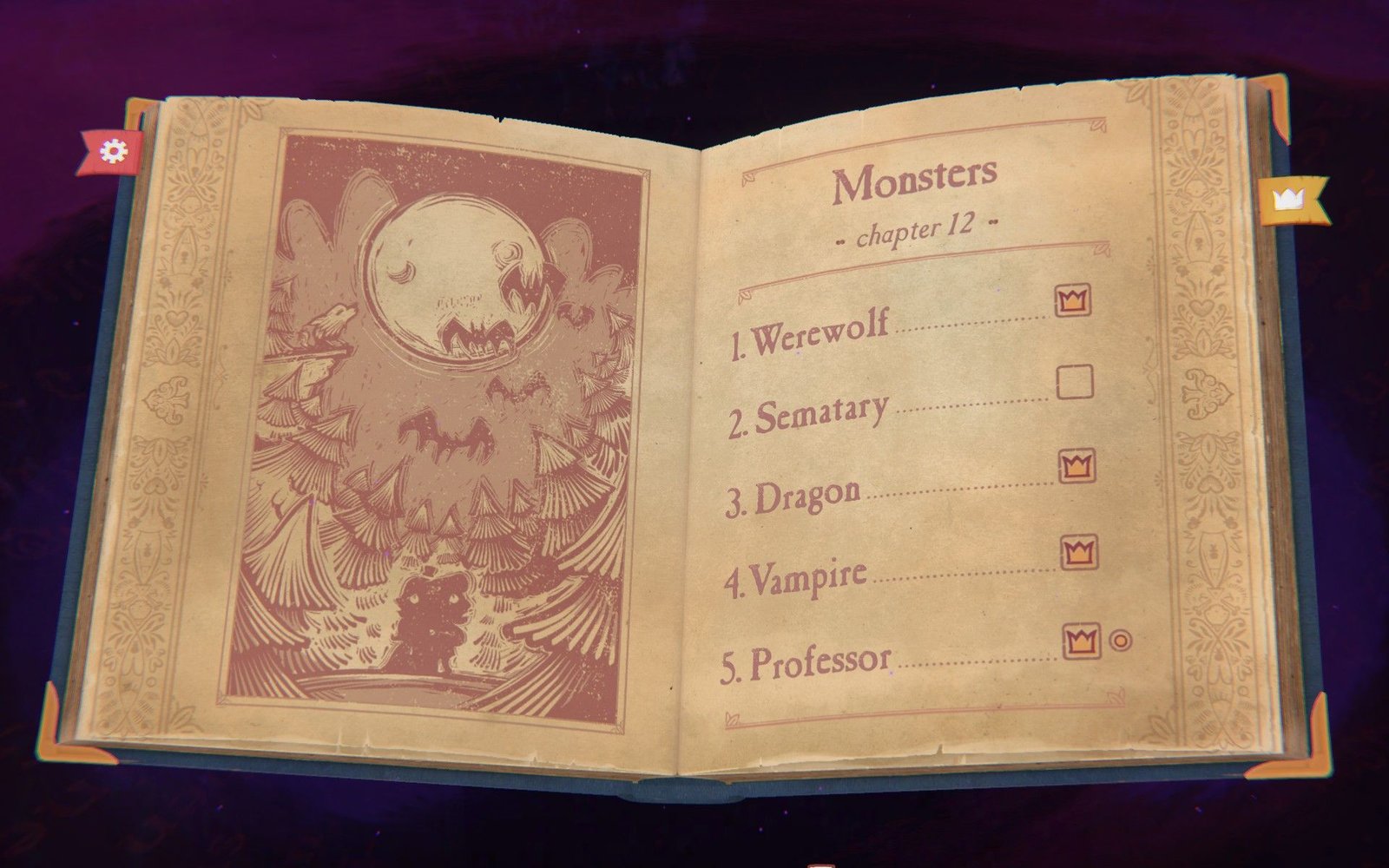 The twelfth chapter of Storyteller with its five chapters listed.