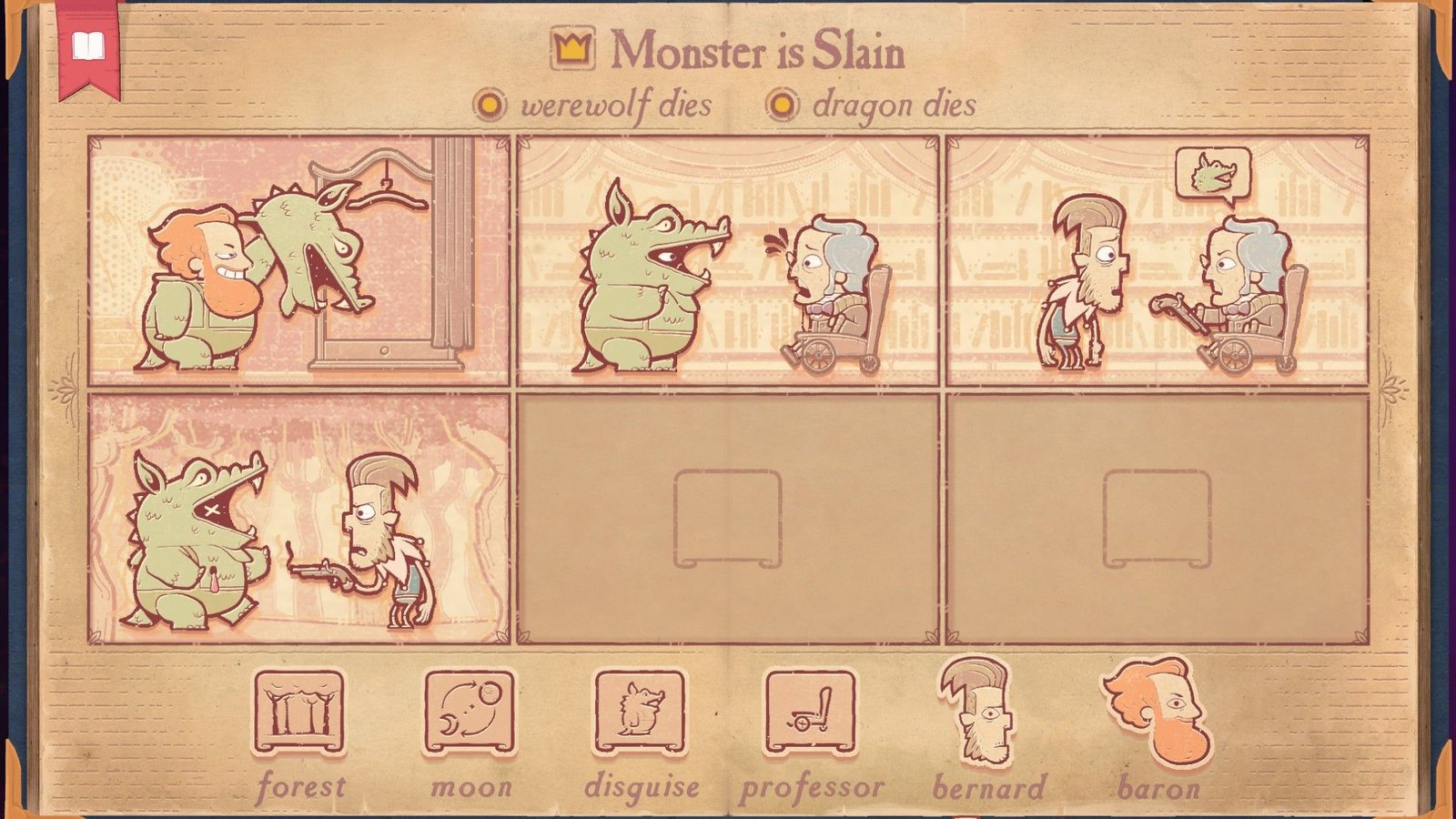 The secondary solution for the Professor section of Storyteller, showing the dragon being slain.