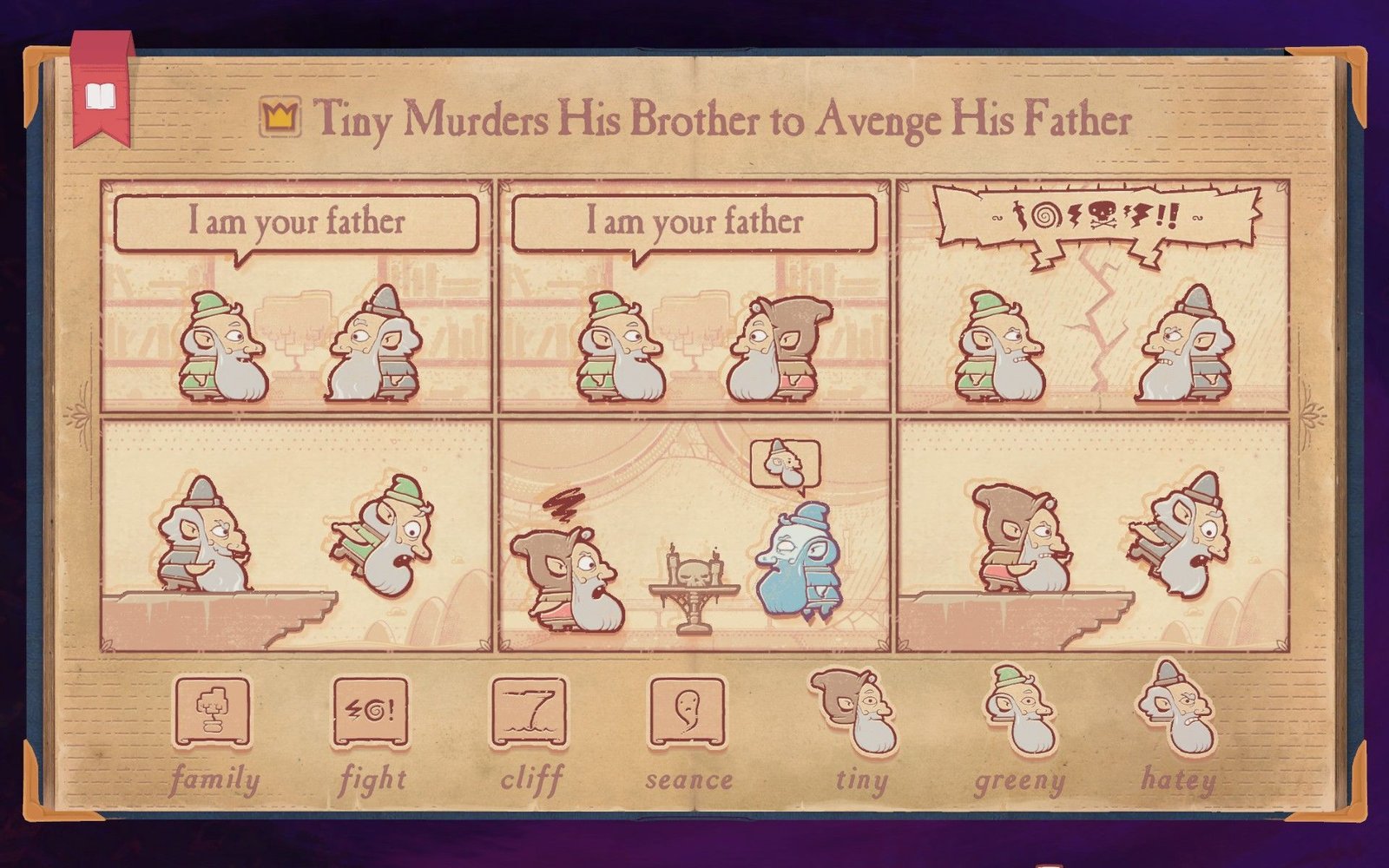 The solution to Chapter 13 Hamlet in , showing Tiny murdering his brother to avenge his father.