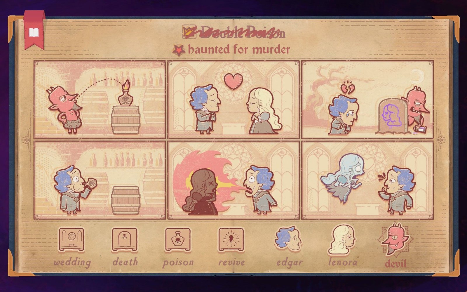 The solution to the devil section of Chapter 4 in Storyteller, showing Edgar being haunted for murder.