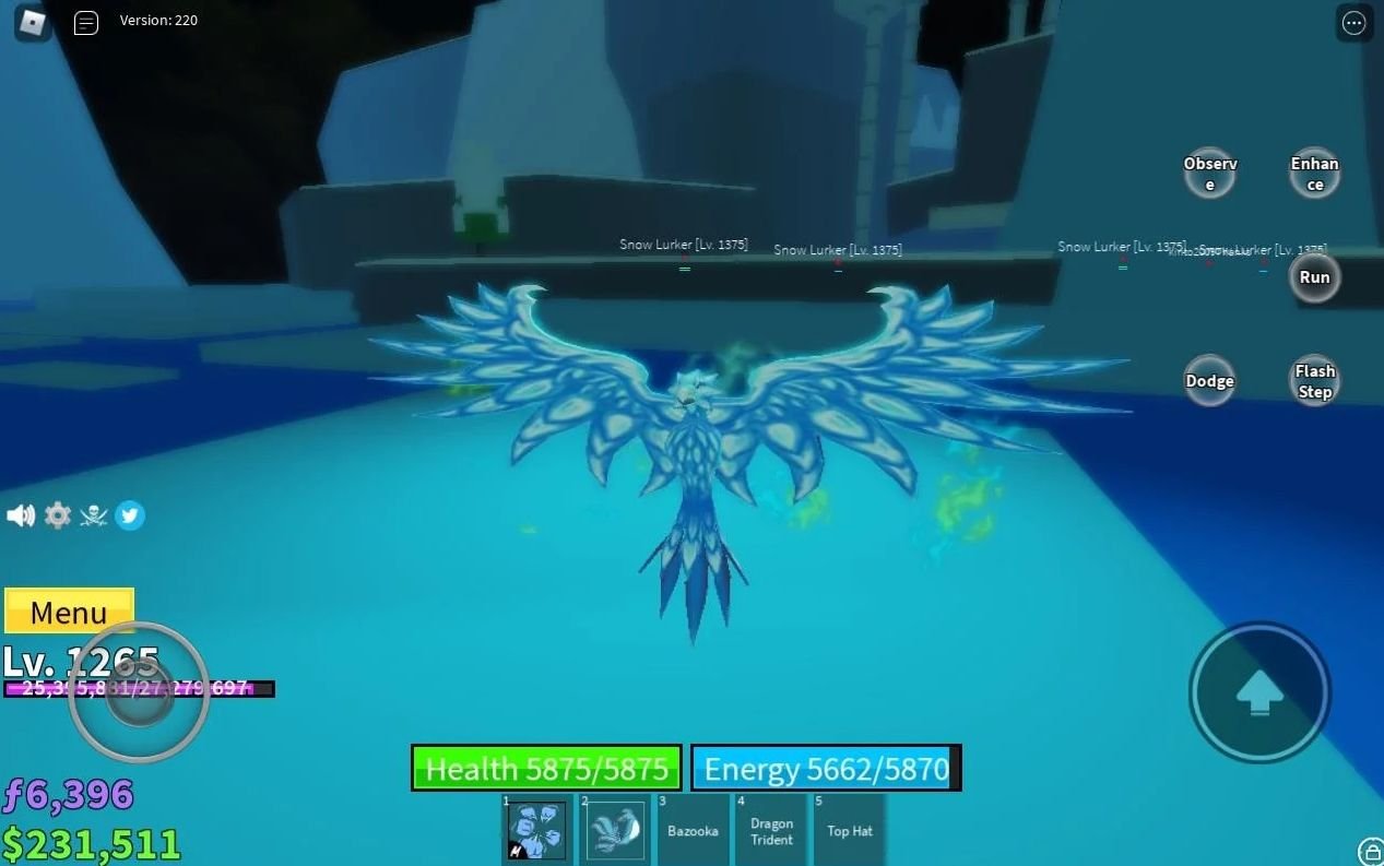 Character using the Phoenix fruit in Blox Fruits