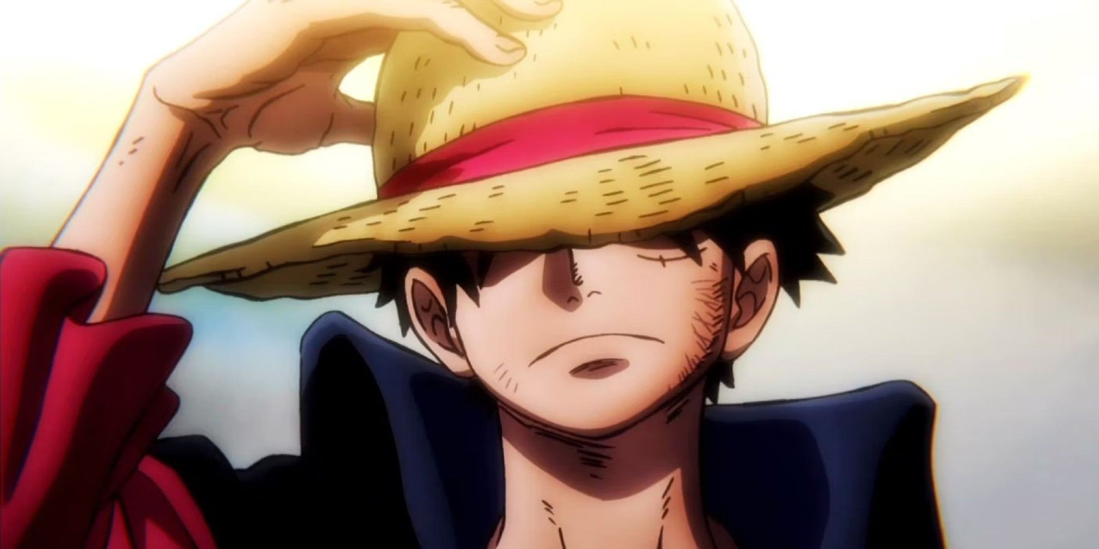 Luffy being cool and putting on his hat in one piece