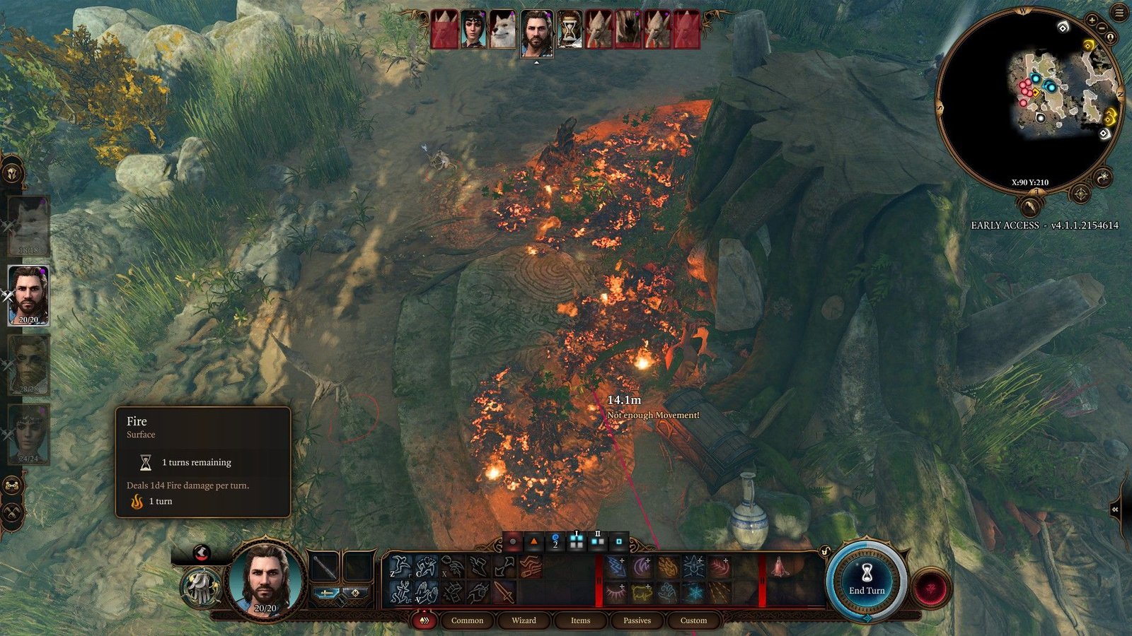 Gale Lights Twisting Vines At Tree Stump On Fire And Kills Wood Woad