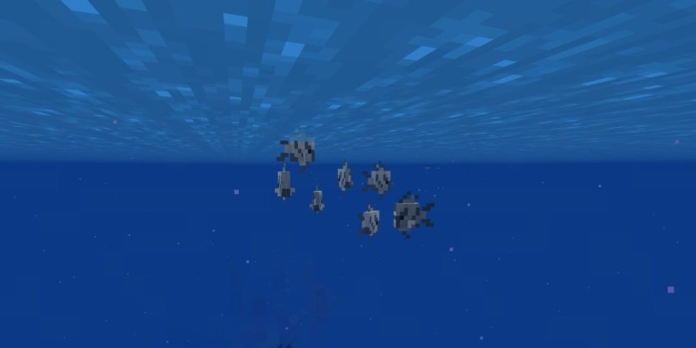 Tropical fish underwater in Minecraft. 