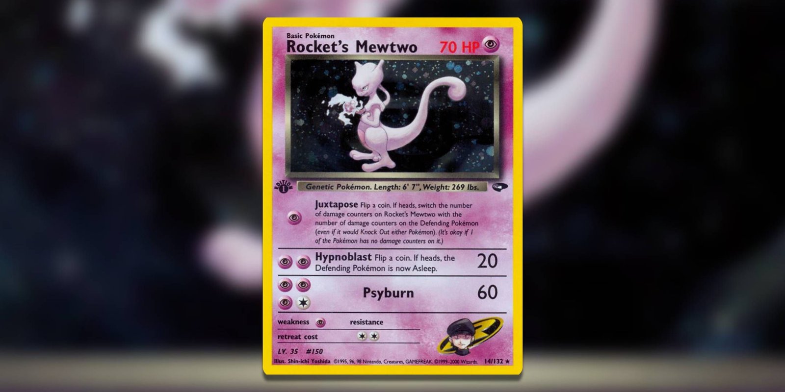 Image of the Pokemon TCG card Rocket's Mewtwo by Shin-ichi Yoshida.