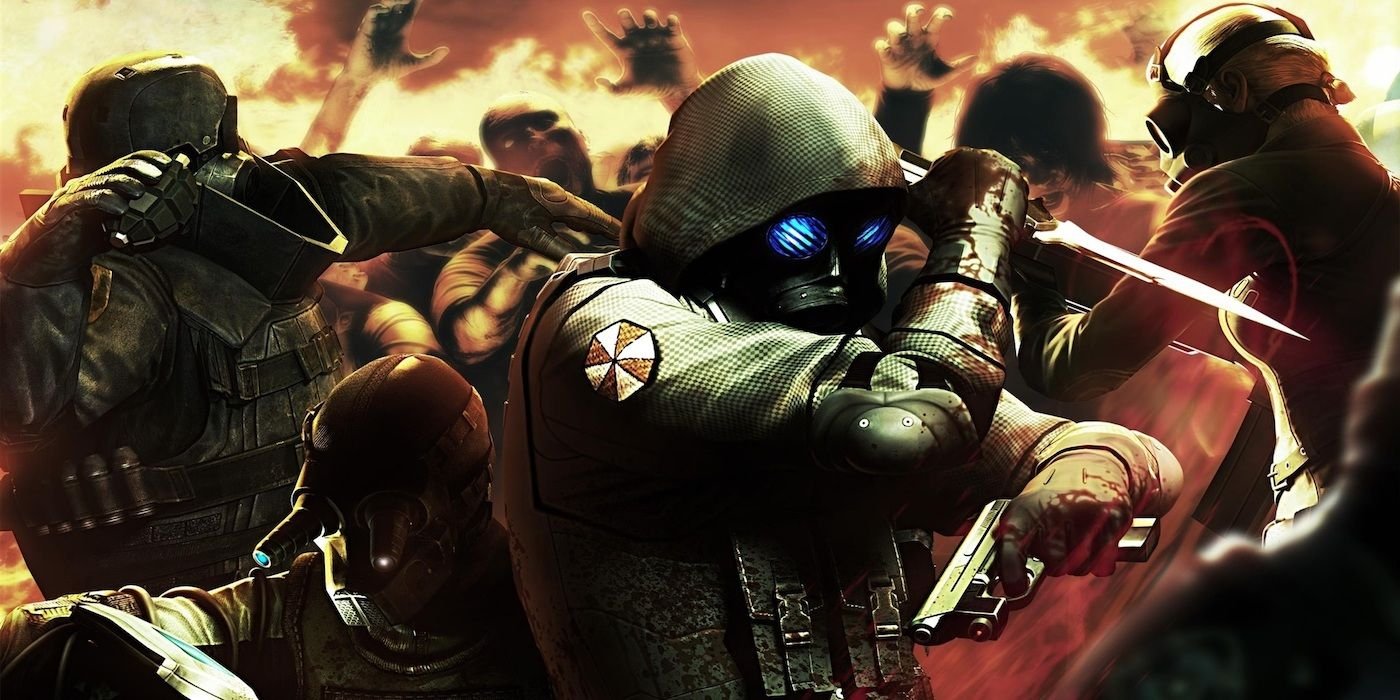 Resident Evil Operation Raccoon City promo art featuring Umbrella mercenaries