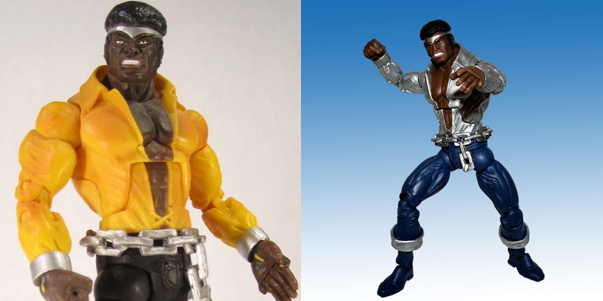 Silver shirt luke cage action figure next to original shirt