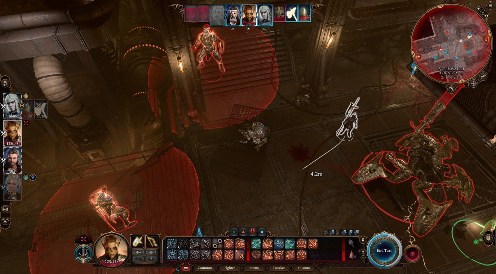 Steel Watcher Titan Is Surrounded By Hellfire Watcher Allies Preparing To Explode In Baldur's Gate 3
