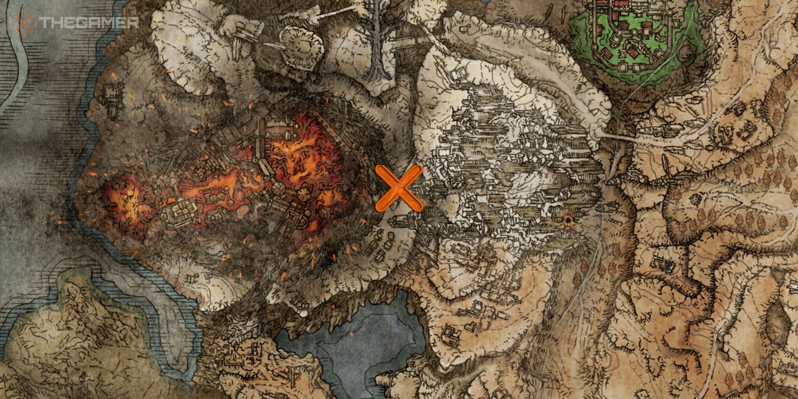 Mao showing the location of the Comet Azur spell on Mt. Gelmir in Elden Ring