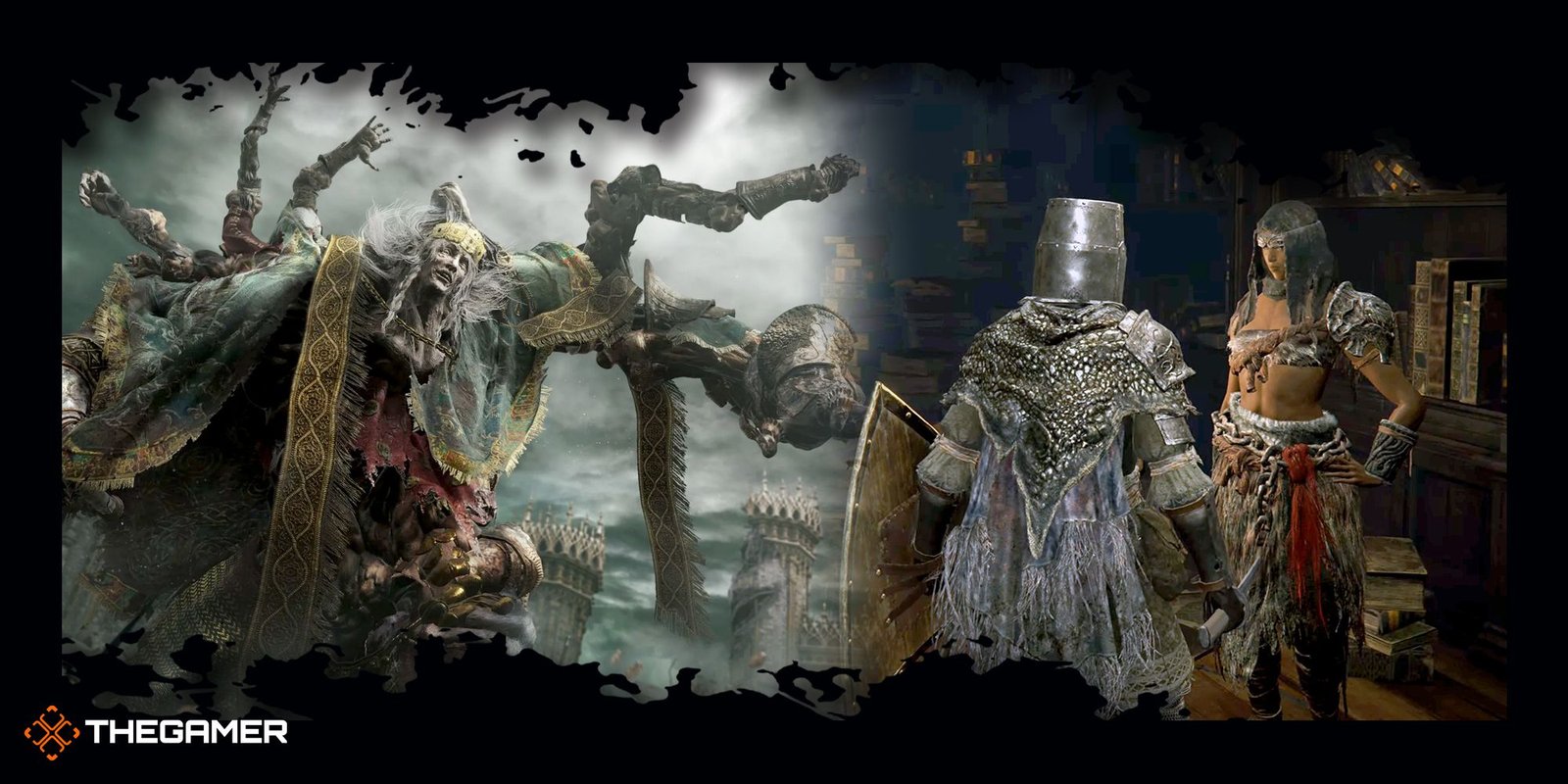 Artwork and screen shot from Elden Ring.