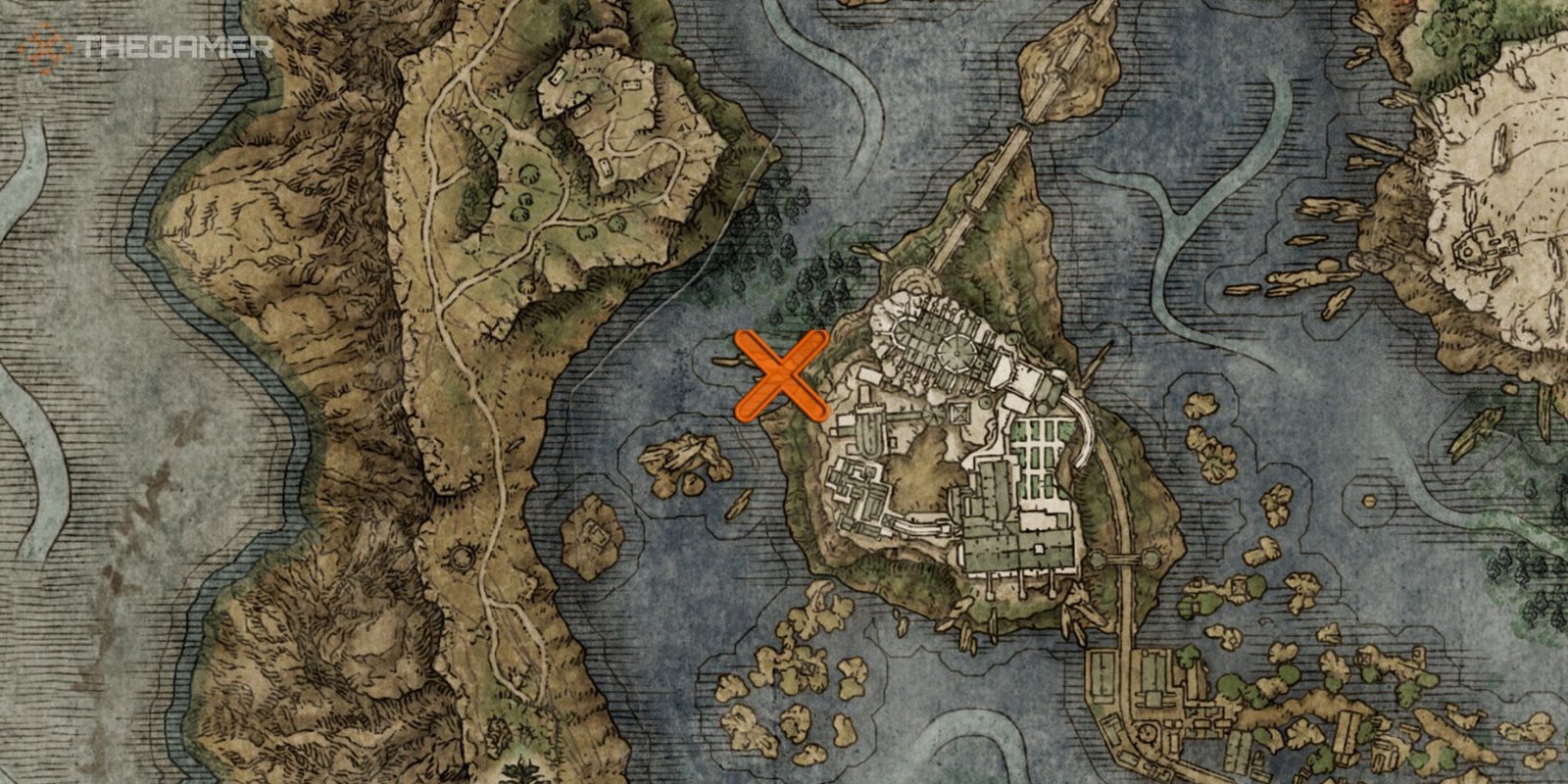Map showing the location of the Terra Magica Sorcery in Elden Ring
