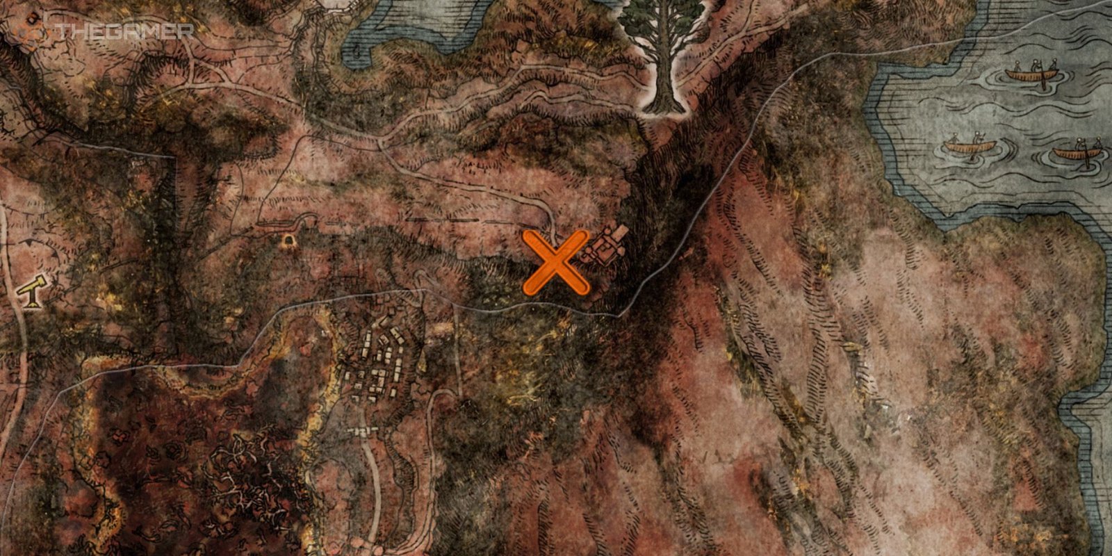 Map showing the location of the Crystal Torrent Sorcery in Elden Ring