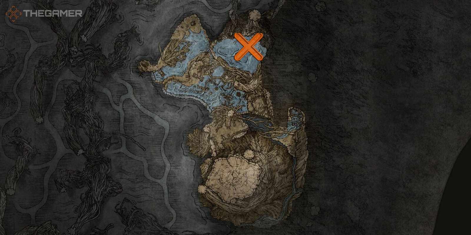 Map showing the location of the Fia's Mist Sorcery in Elden Ring