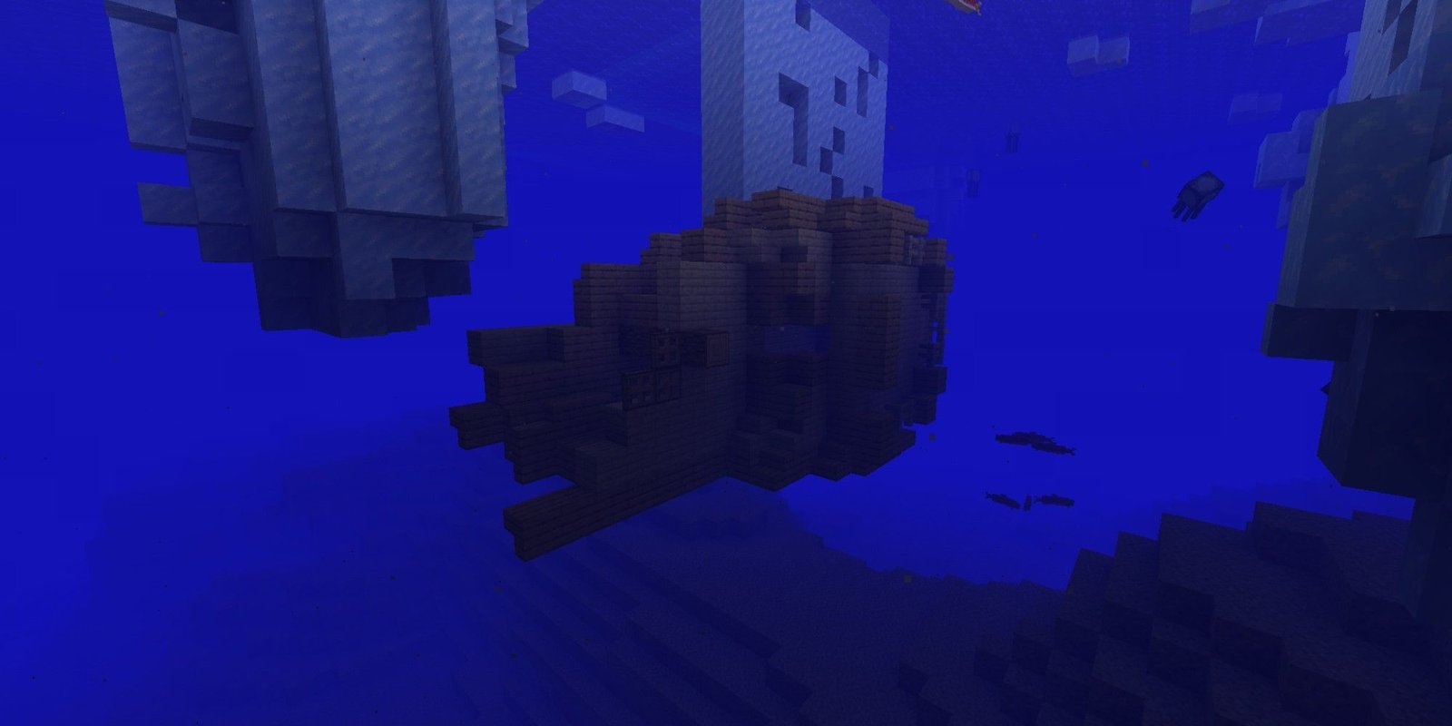 underwater shipwreck in ice
