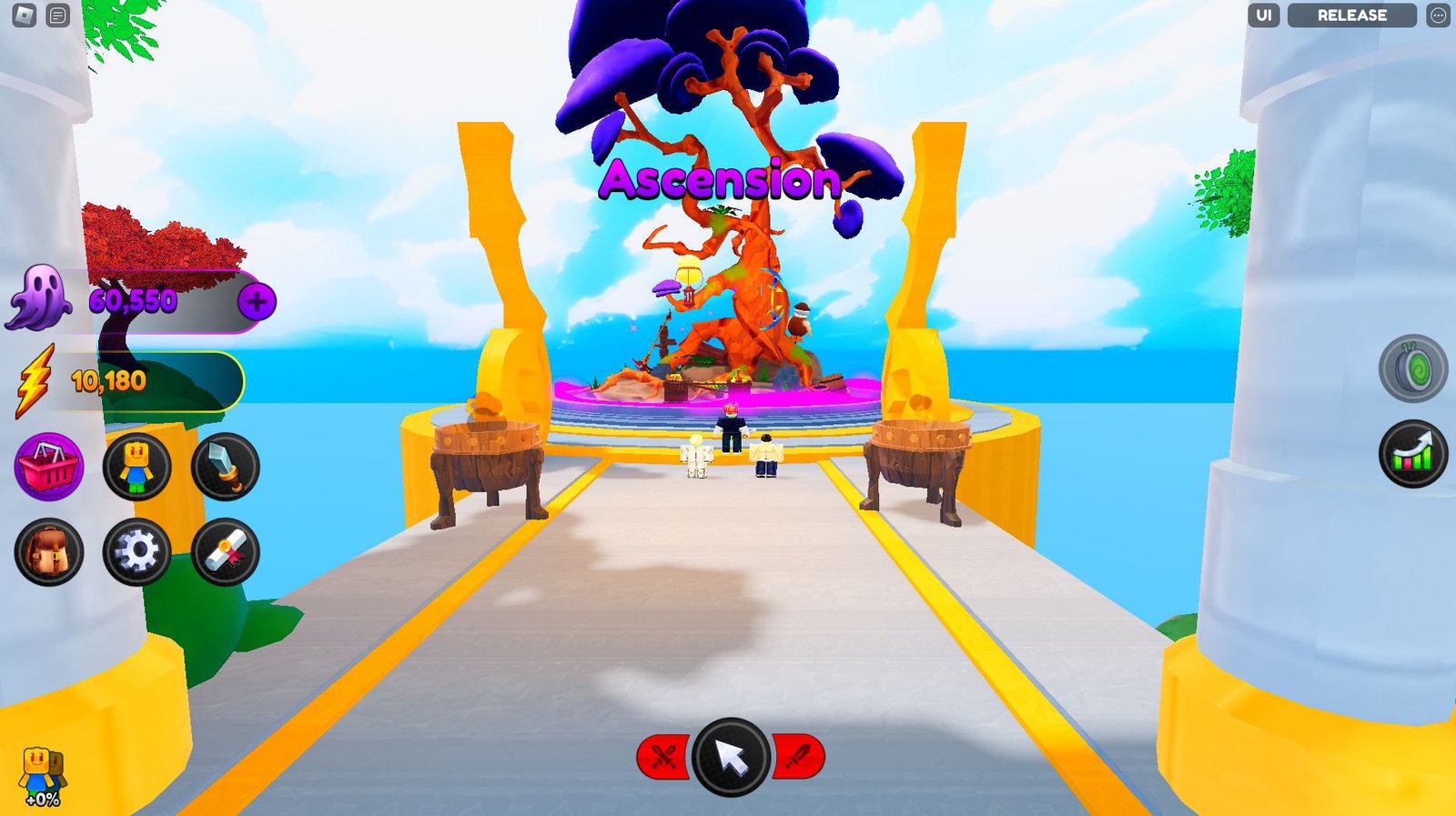 A plyaer approaches the Ascension Tree in Roblox Anime Souls Simulator X