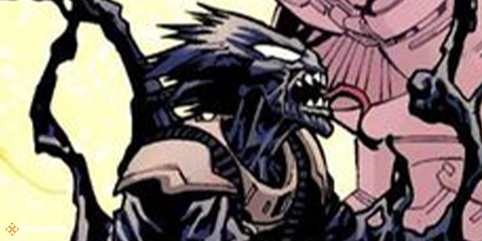 The Zzcz symbiote from Marvel comics, snarling at something unseen.