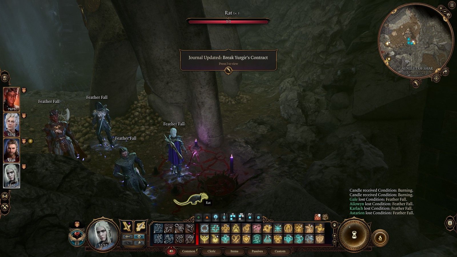 Player Finds Rat Beside Effigy Yurgir Quest Shar Statue Feet Depths